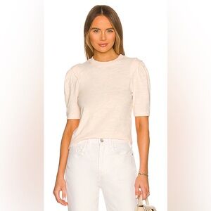 Revolve FRAME Size XS Pleated Pannel Tee Nude Pink Pleated Short Sleeve